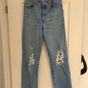 Levis RibcageClassic Blue Distressed Women's Jeans